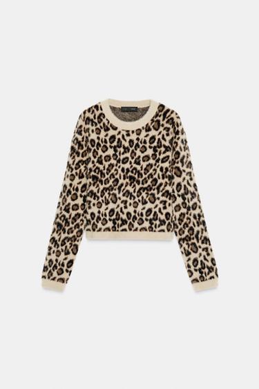 ANIMAL PRINT FAUX FUR KNIT JUMPER - Leopard by Zara