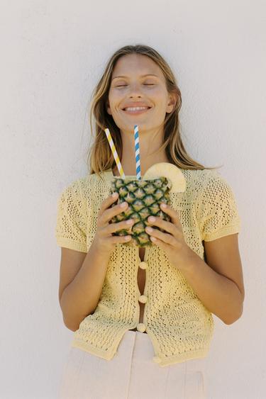 CROCHET KNIT TOP - Yellow by Zara