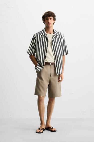 STRIPED TEXTURED SHIRT - Dark grey by Zara - Image 0