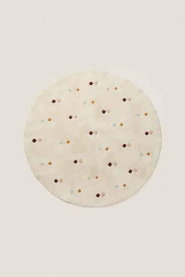 CHILDREN’S MULTICOLOURED EMBROIDERED DIAMOND RUG - Oyster-white by Zara