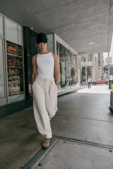 RIBBED HALTER TOP - White by Zara