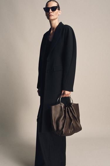 RIGID STRAP LEATHER BUCKET BAG - Brown by Zara