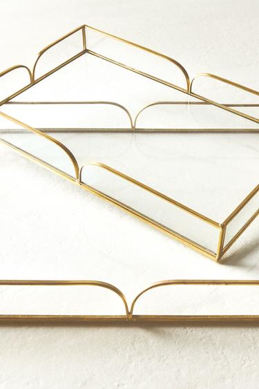 GLASS AND METAL TRAY - Gold by Zara
