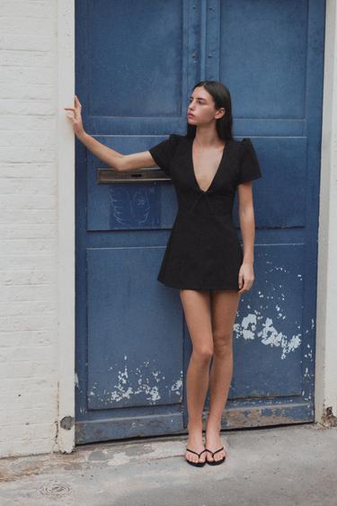 BOW MINI DRESS - Black by Zara