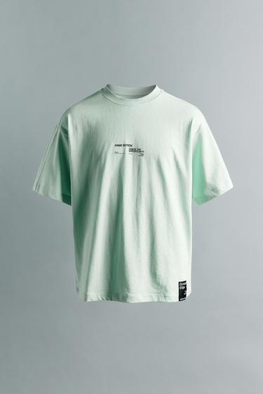 SPORTY T-SHIRT WITH SLOGAN LABEL - Mint by Zara