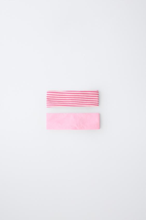 2-PACK OF STRIPED ELASTICATED HEADBANDS - Light pink by Zara - Image 0