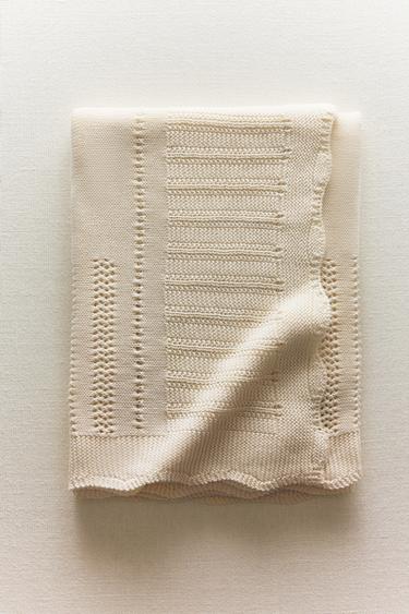 CHILDREN'S OPENWORK COTTON BLANKET - Ecru by Zara