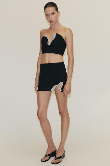 JEWEL APPLIQUÉ CROP TOP - Black by Zara - Image 0