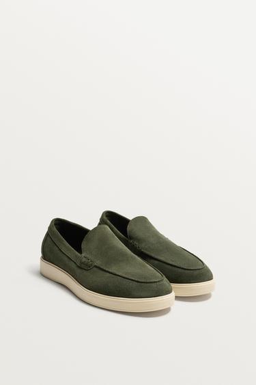 CASUAL LEATHER LOAFERS - Sea green by Zara