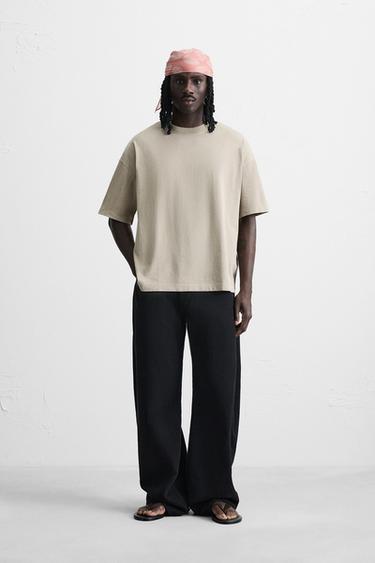 LIGHT WEIGHT WASHED BOXY FIT T-SHIRT - Stone by Zara