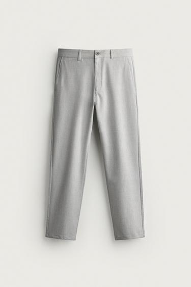 COMFORT TEXTURED CHINO TROUSERS - Pearl grey by Zara