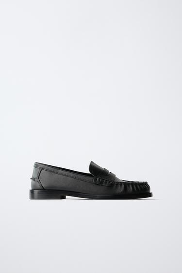 LEATHER LOAFERS - Black by Zara