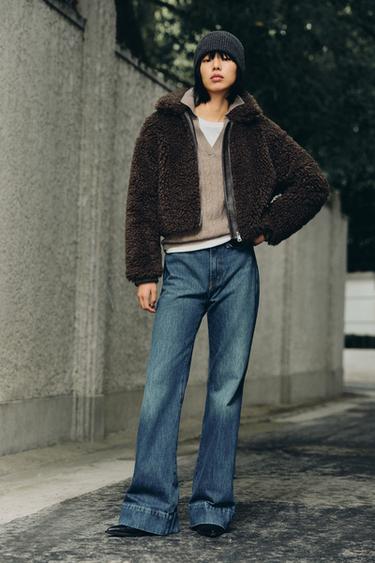 LONG FAUX SHEARLING JACKET - Brown by Zara