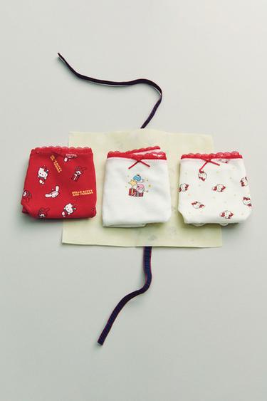 AGES 6-14 / THREE-PACK OF HELLO KITTY © SANRIO BRIEFS - Ecru / Red by Zara
