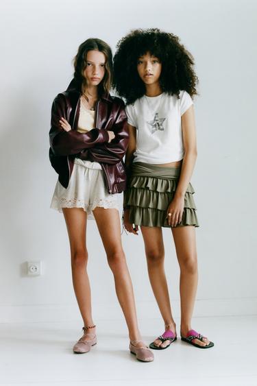 RUFFLED FOLD-OVER WAIST SKORT - Khaki by Zara