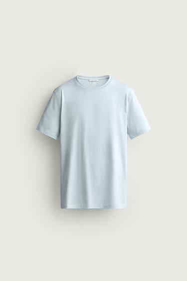 BASIC SLIM FIT T-SHIRT /01 - Light sky blue by Zara