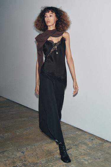 ZW COLLECTION LACE CAMISOLE TOP - Black by Zara