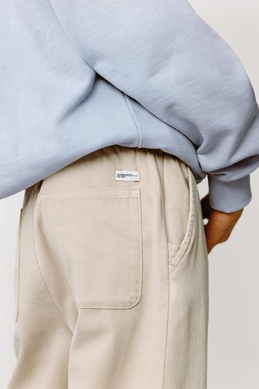 COMFORT TEXTURED TROUSERS - Sand by Zara