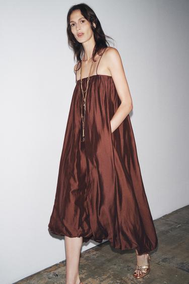 ZW COLLECTION MULTI-POSITION BALLOON DRESS - Terracotta by Zara