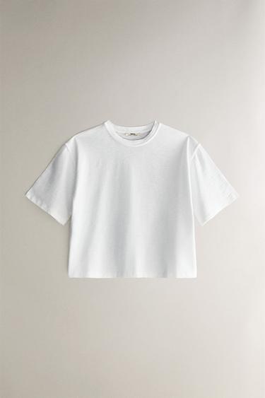 SHORT SLEEVE COTTON T-SHIRT - White by Zara