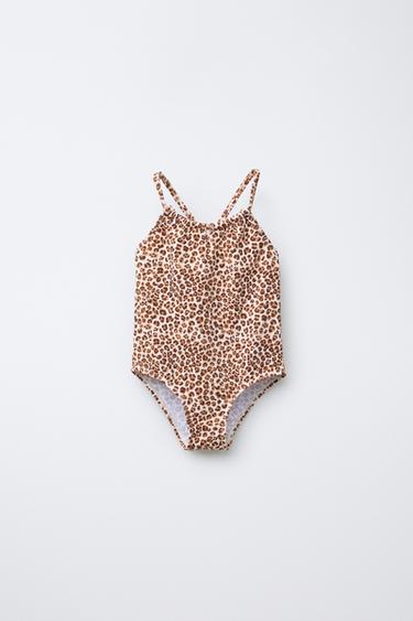 2-6 YEARS/ ANIMAL PRINT CUT-OUT SWIMSUIT - Light beige by Zara - Image 0