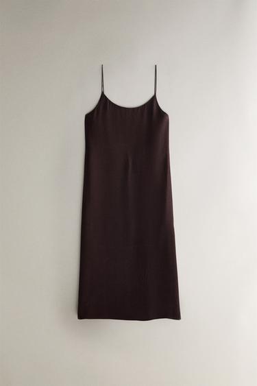 SILK NIGHTDRESS - Dark brown by Zara