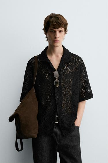 CROCHET TEXTURED SHIRT - Black by Zara