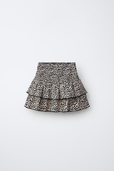 PRINTED RUFFLED SKORT - Leopard by Zara