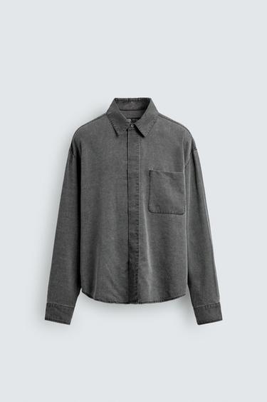 WASHED FLUID SHIRT - Grey by Zara