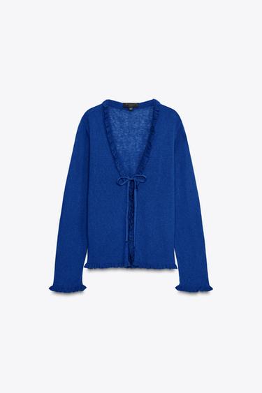 RUFFLE TRIM CARDIGAN - Bluish by Zara