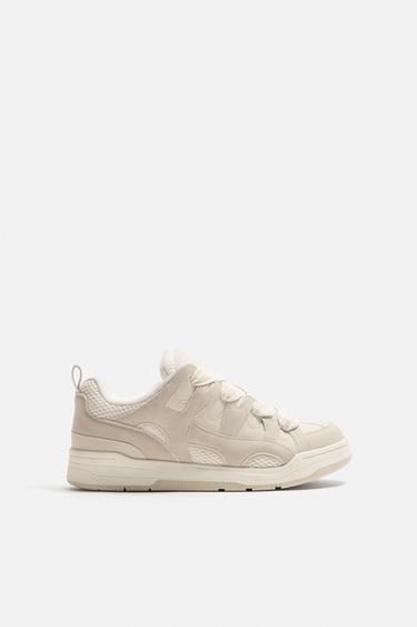 MAXI LACE-UP TRAINERS - Beige by Zara