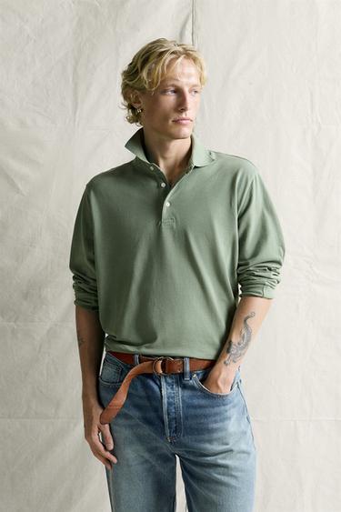 REGULAR FIT LIGHTWEIGHT PIQUÉ POLO SHIRT - Mid-green by Zara