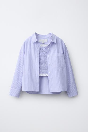 PACK STRIPED SHIRT AND TOP - Blue by Zara