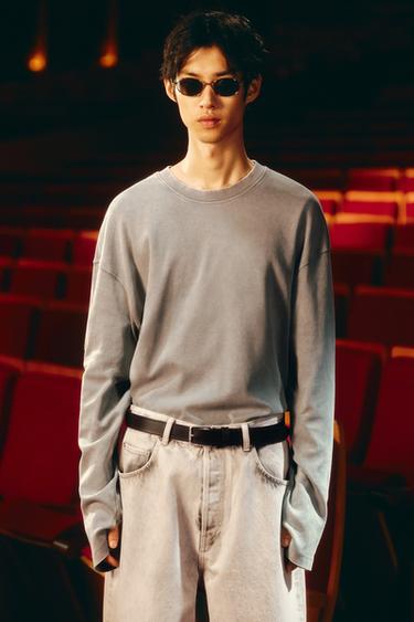 WASHED RELAXED FIT T-SHIRT - Light grey by Zara