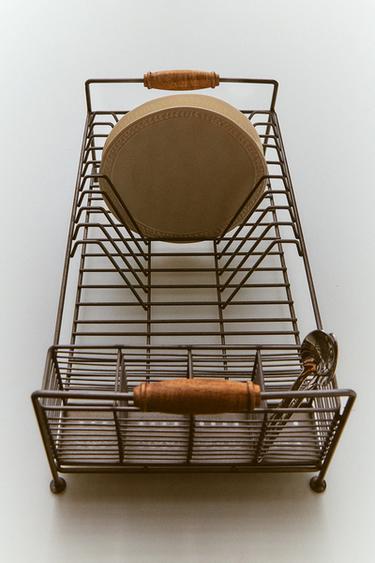 IRON AND ACACIA WOOD DISH DRAINER - Steel by Zara