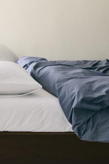 REVERSIBLE COTTON DUVET COVER - Mid-blue by Zara
