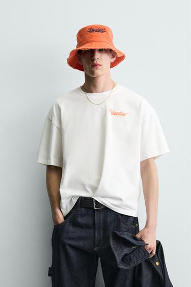CONTRAST SLOGAN PRINT T-SHIRT - Oyster-white by Zara