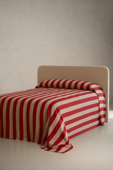 STRIPED LINEN BEDSPREAD | KATHARINE POLE - Red by Zara