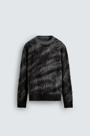 BRUSHED JACQUARD JUMPER - Black by Zara