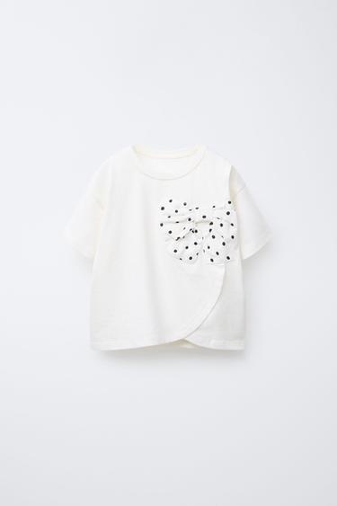 POLKA DOT BOW T-SHIRT - Ecru by Zara - Image 0