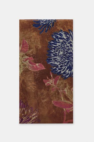 PEONY PRINT SCARF - Toffee by Zara