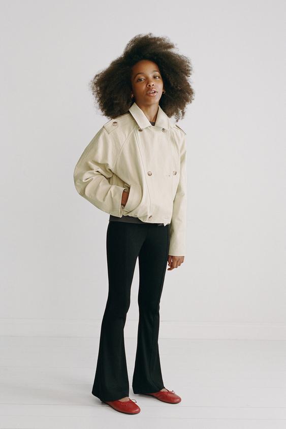 SHORT TRENCH COAT WITH ELASTICATED HEM - Mid-ecru by Zara - Image 0