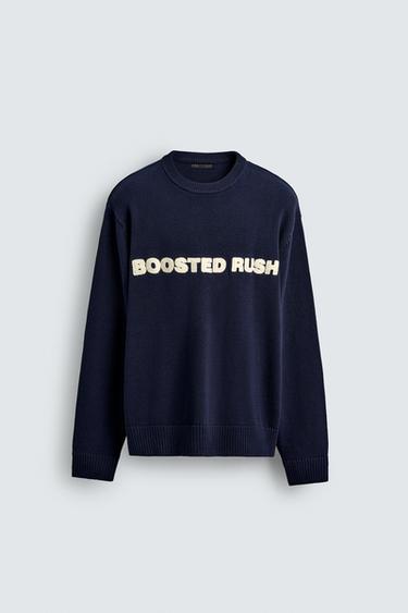 EMBROIDERED TEXT JUMPER - Navy blue by Zara