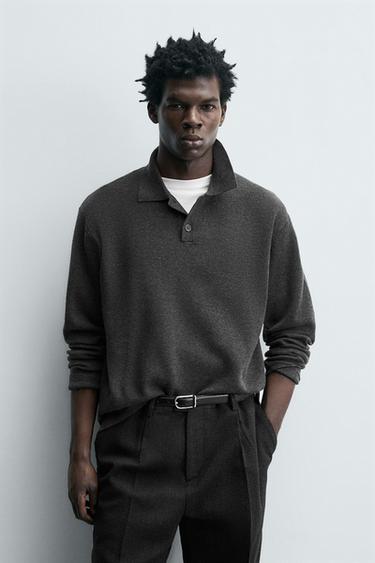 SOFT KNIT POLO SHIRT - Anthracite grey by Zara
