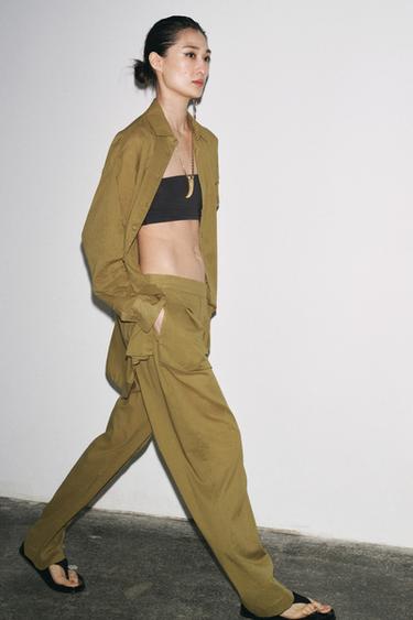 ZW COLLECTION DARTED TROUSERS - Olive green by Zara