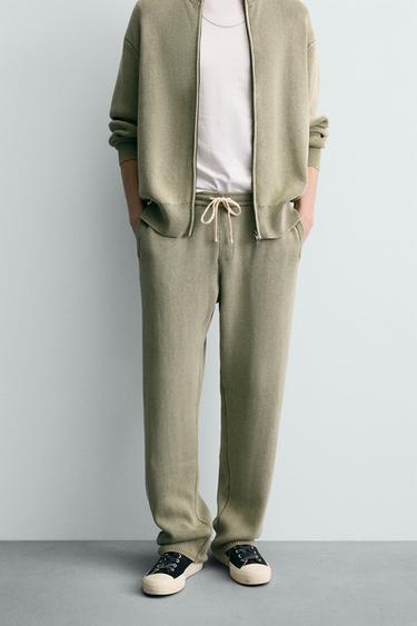 TEXTURED KNIT TROUSERS - Green by Zara