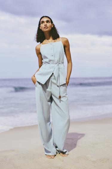 HIGH-WAIST STRAIGHT-LEG TROUSERS - Light blue by Zara - Image 0