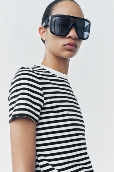 SHORT SLEEVE INTERLOCK T-SHIRT - striped by Zara - Image 0