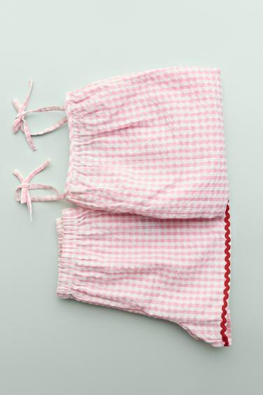 6-14 YEARS/GINGHAM CHECK PYJAMAS - Pink by Zara