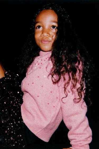 SEQUIN KNIT JUMPER - Pink by Zara